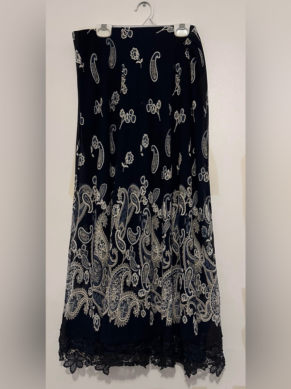 Black Paisley Print Maxi Skirt